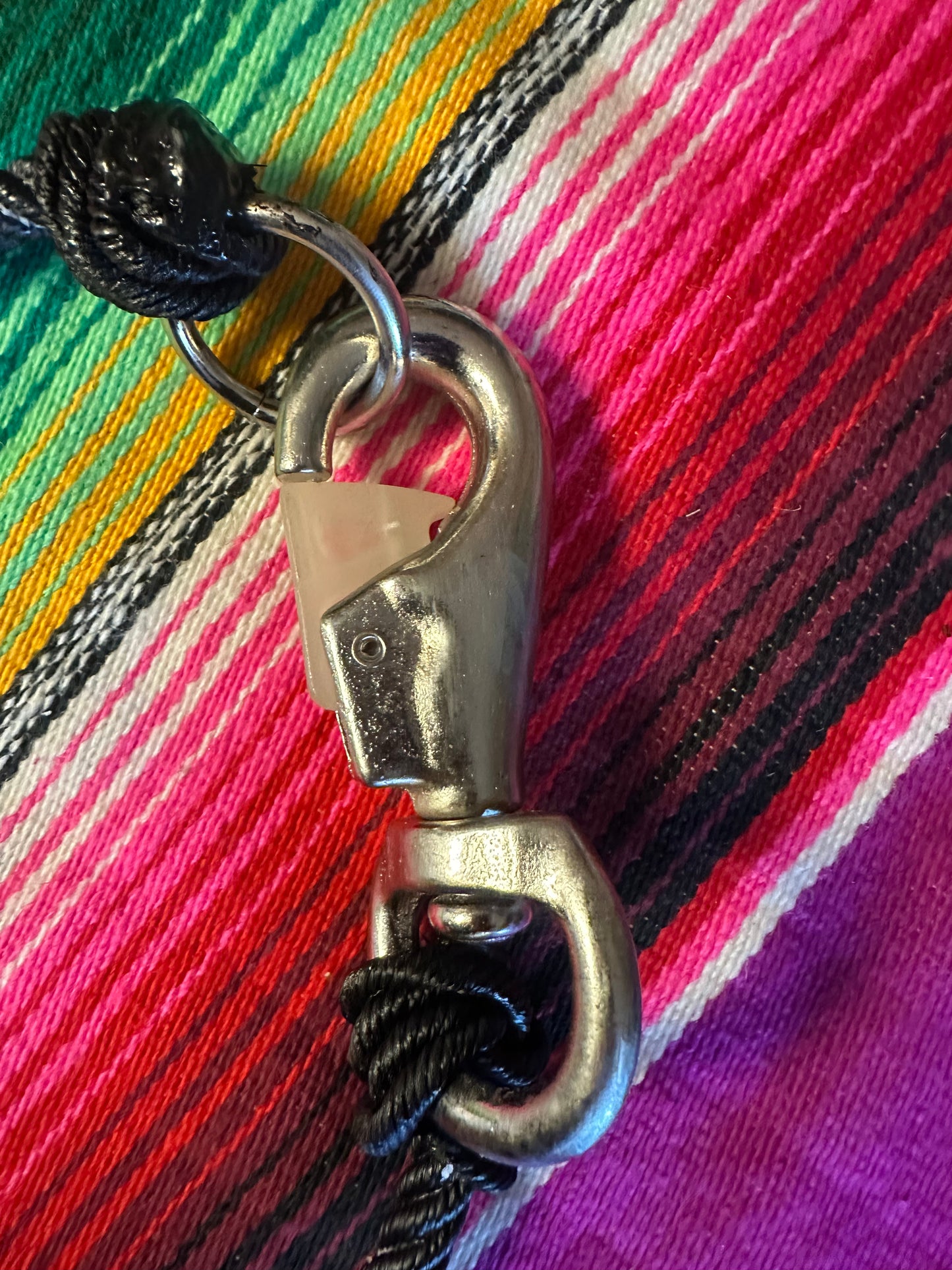 Black lariat loop with glow bull snap